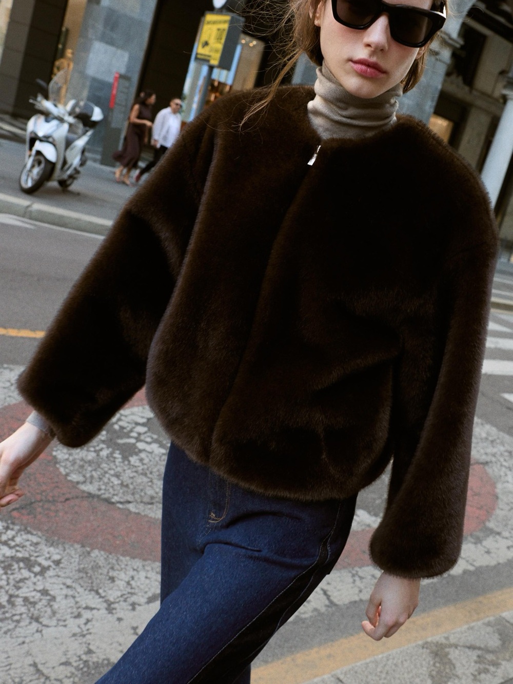Zara | Brown Fur Bomber Jacket